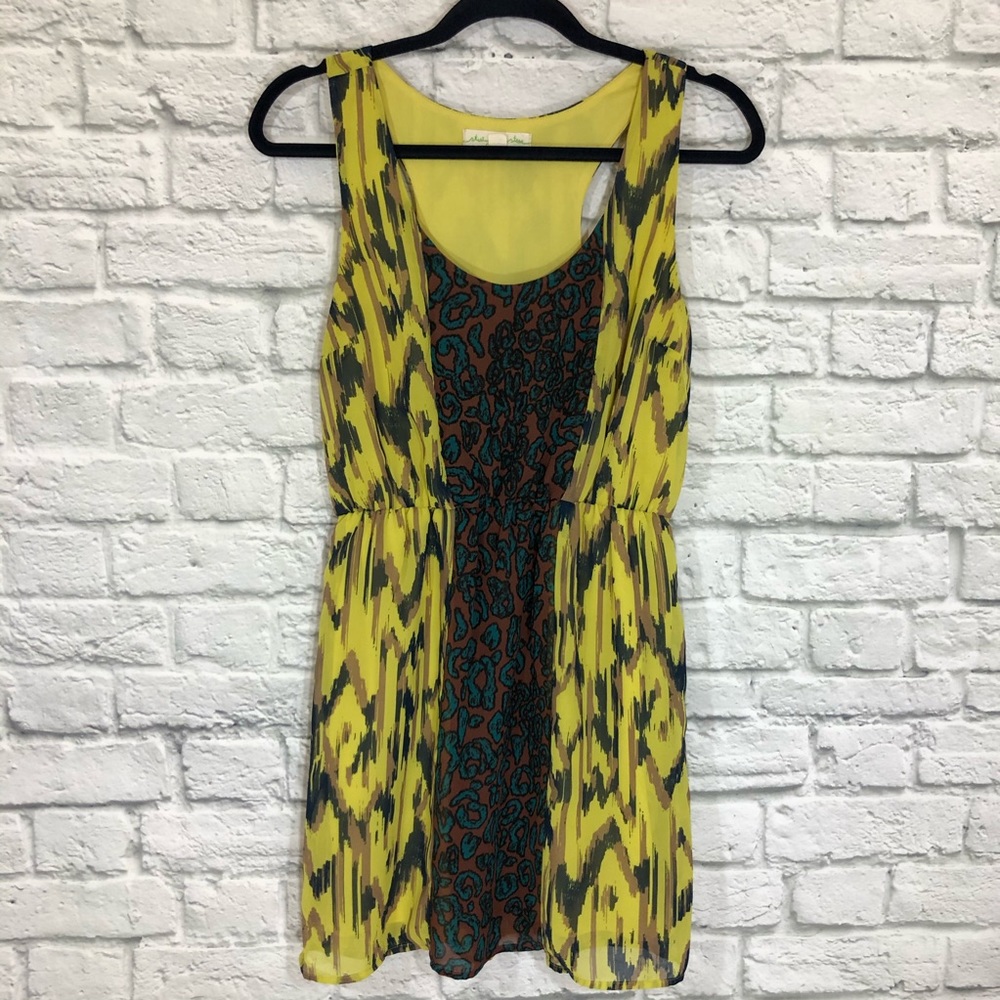 Staring at Stars Yellow Brown Sleeveless Dress